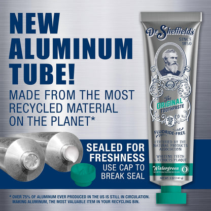 Dr. Sheffield’s Certified Natural Toothpaste (Wintergreen) – Fluoride Free 2-Pack