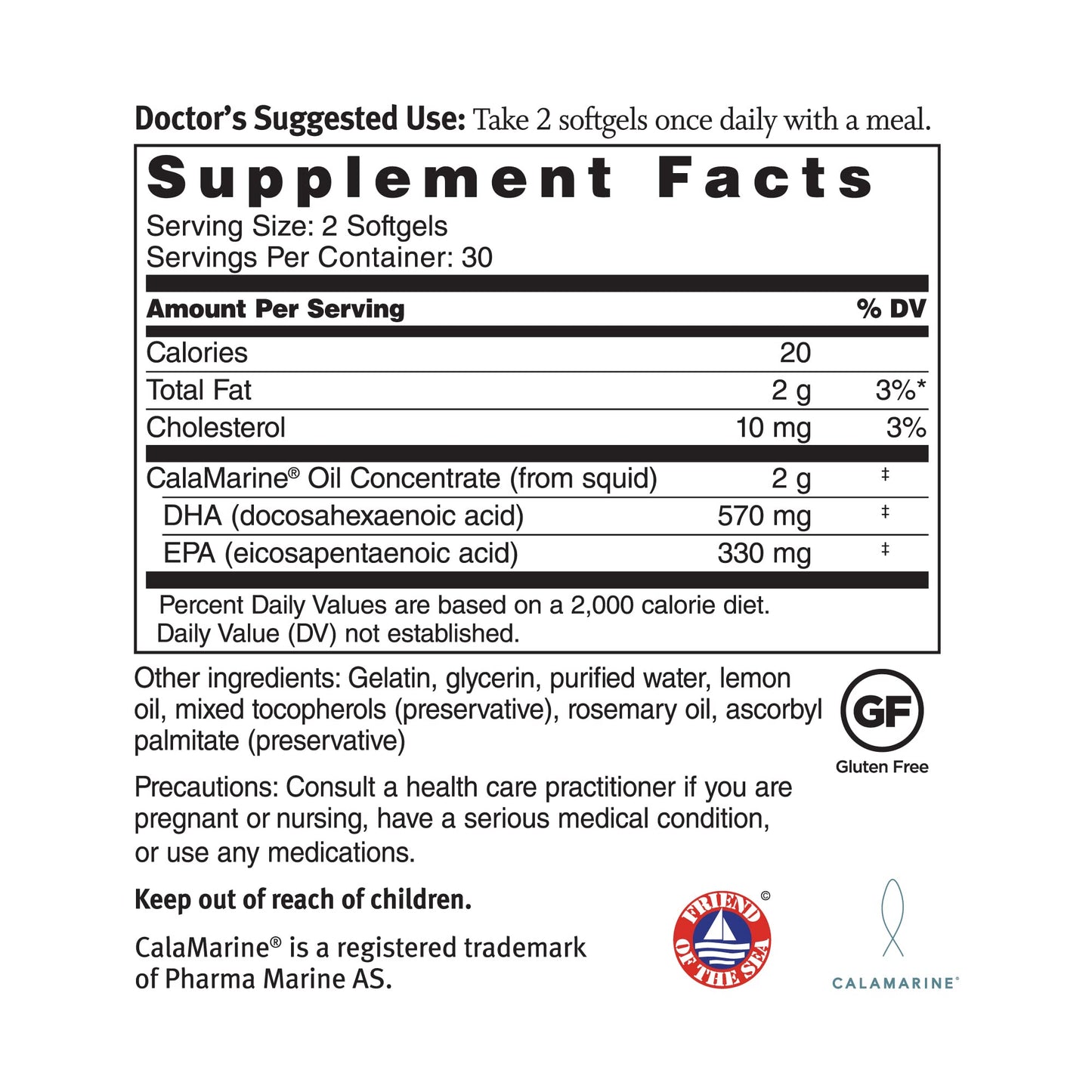 Dr. Sinatra CalaMarine Omega-3 with DHA & EPA – Clinical Grade, 60 Softgels for Heart, Brain & Eye Health