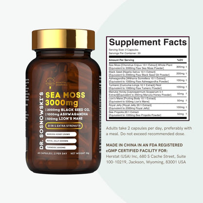 Dr Sosnowski's BioActive Sea Moss 8-in-1 Formula | 60 Capsules