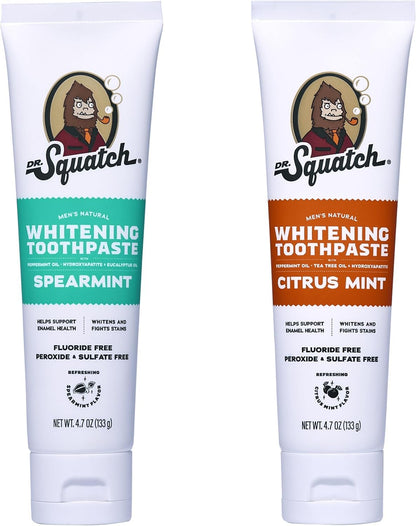 Dr. Squatch Fluoride-Free Teeth Whitening Toothpaste Kit – Citrus Mint & Spearmint (2-Pack)