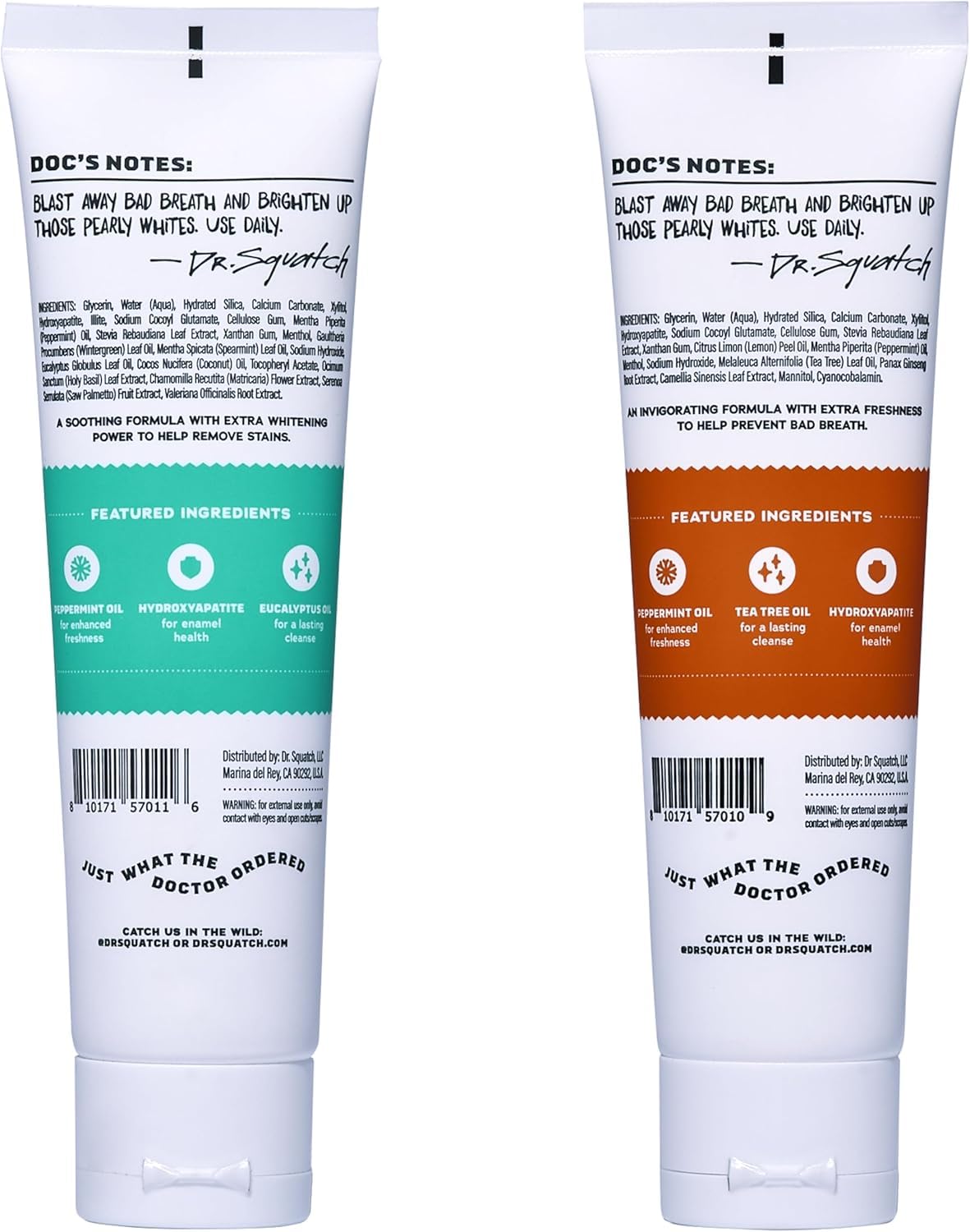 Dr. Squatch Fluoride-Free Teeth Whitening Toothpaste Kit – Citrus Mint & Spearmint (2-Pack)
