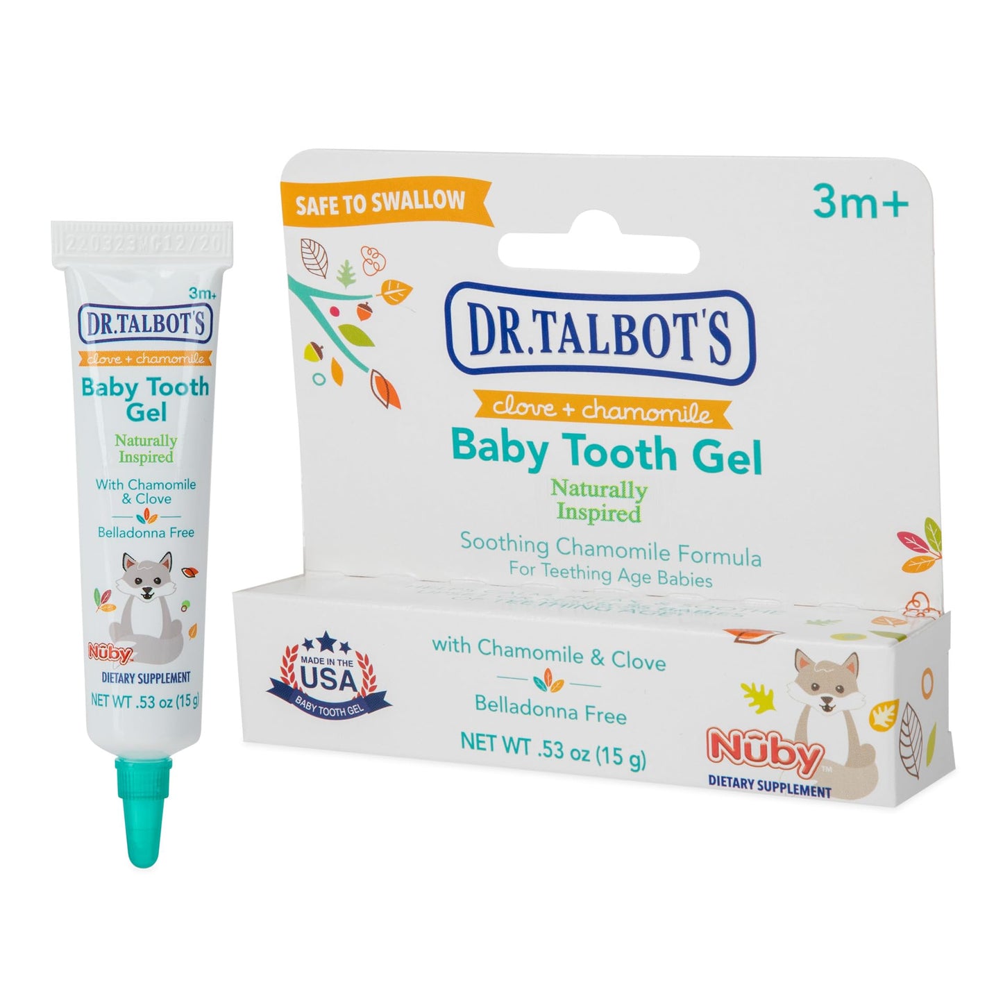 Dr. Talbot's Baby Tooth Gel for Sore Gums – 0.53 oz – Benzocaine Free, Belladonna Free