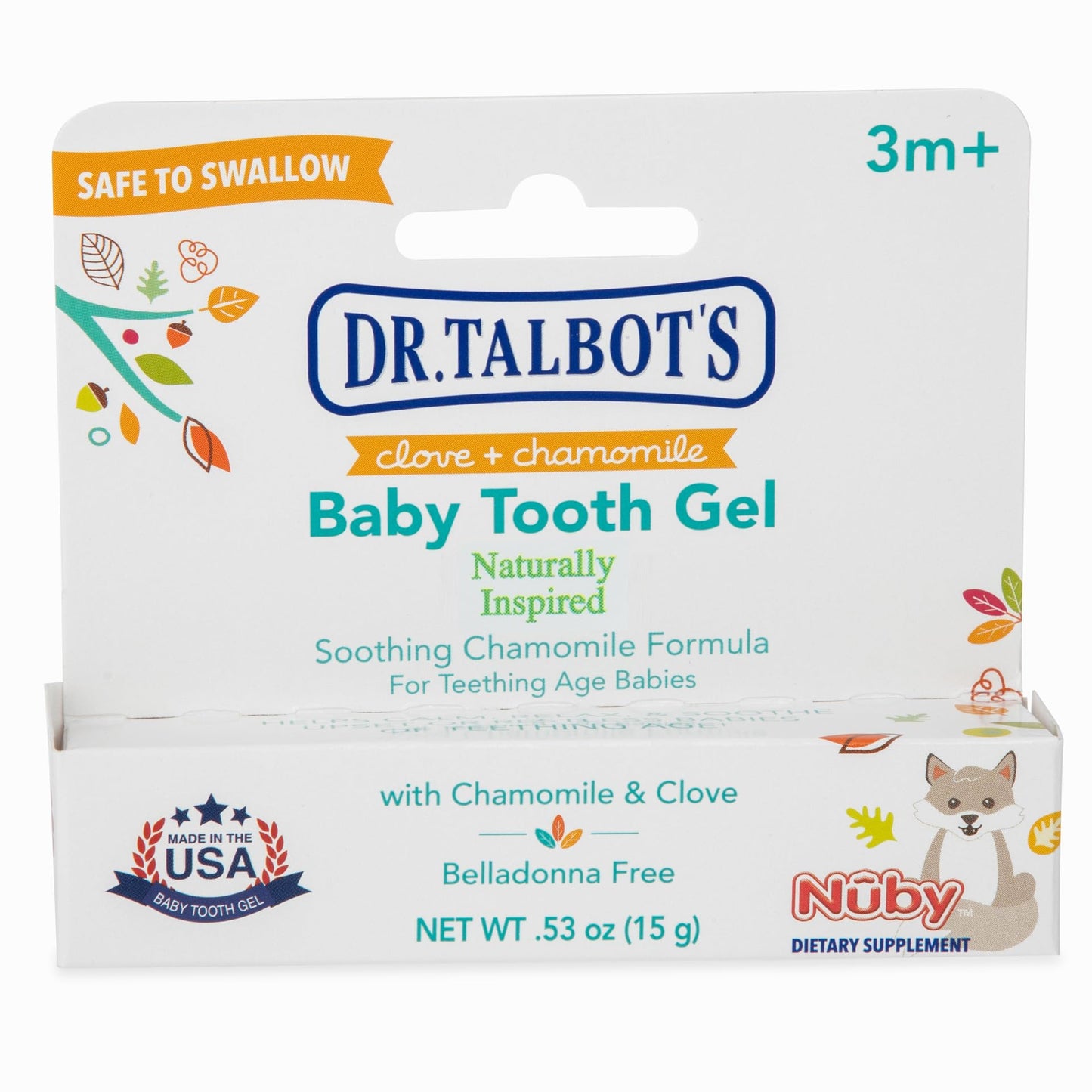 Dr. Talbot's Baby Tooth Gel for Sore Gums – 0.53 oz – Benzocaine Free, Belladonna Free