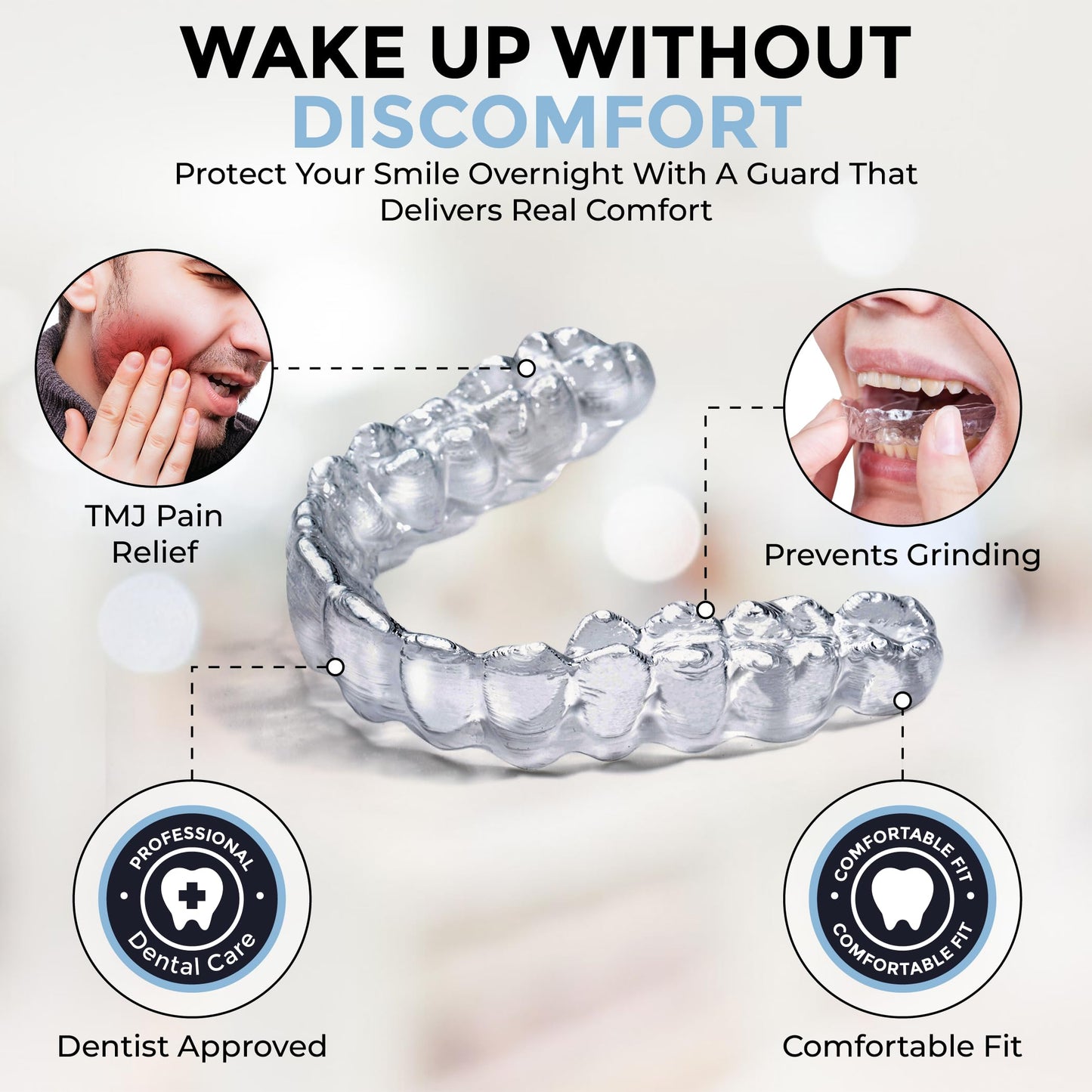 Dr. Taylor's Dental Night Guard for Teeth Grinding - TMJ Relief, Thinnest Option, Custom Fit, BPA-Free