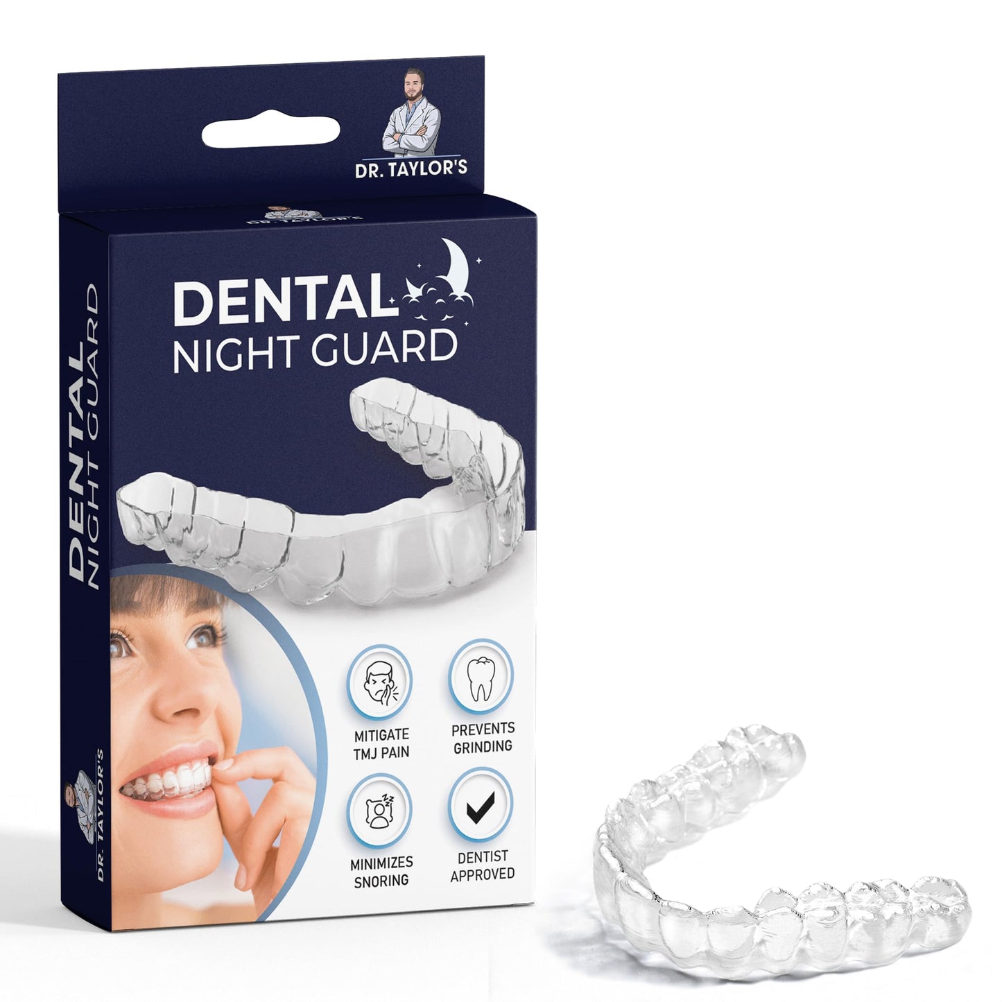 Dr. Taylor's Dental Night Guard for Teeth Grinding - TMJ Relief, Thinnest Option, Custom Fit, BPA-Free