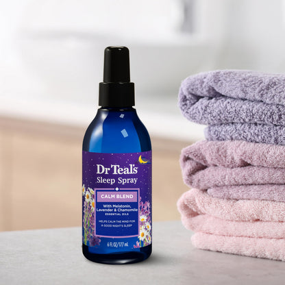 Dr Teal's Calm Blend Sleep Spray with Melatonin, Lavender & Chamomile Essential Oils – 6 fl oz (Pack of 3)