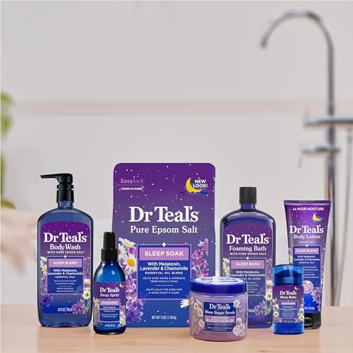 Dr Teal's Calm Blend Sleep Spray with Melatonin, Lavender & Chamomile Essential Oils – 6 fl oz (Pack of 3)