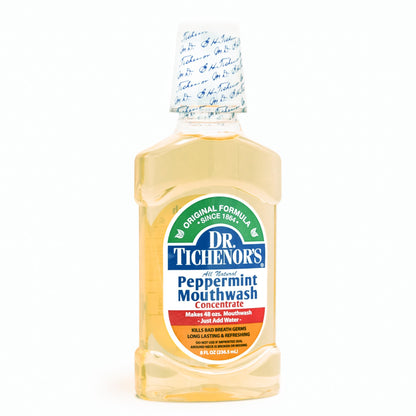 Dr. Tichenor's Peppermint Mouthwash Concentrate (8 oz) – Dilutable Oral Rinse for Bad Breath and Oral Health