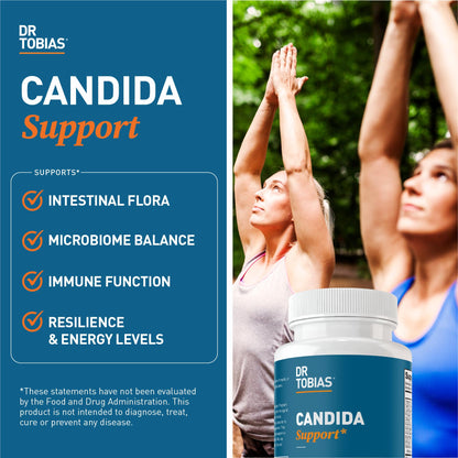 Dr. Tobias Candida Support – Gut Flora Balance Complex with Oregano, Caprylic Acid, Enzymes & Probiotics | 60 Capsules