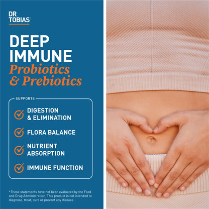 Dr. Tobias Deep Immune Probiotics & Prebiotics – Dual Action Digestive Support (120 Capsules)