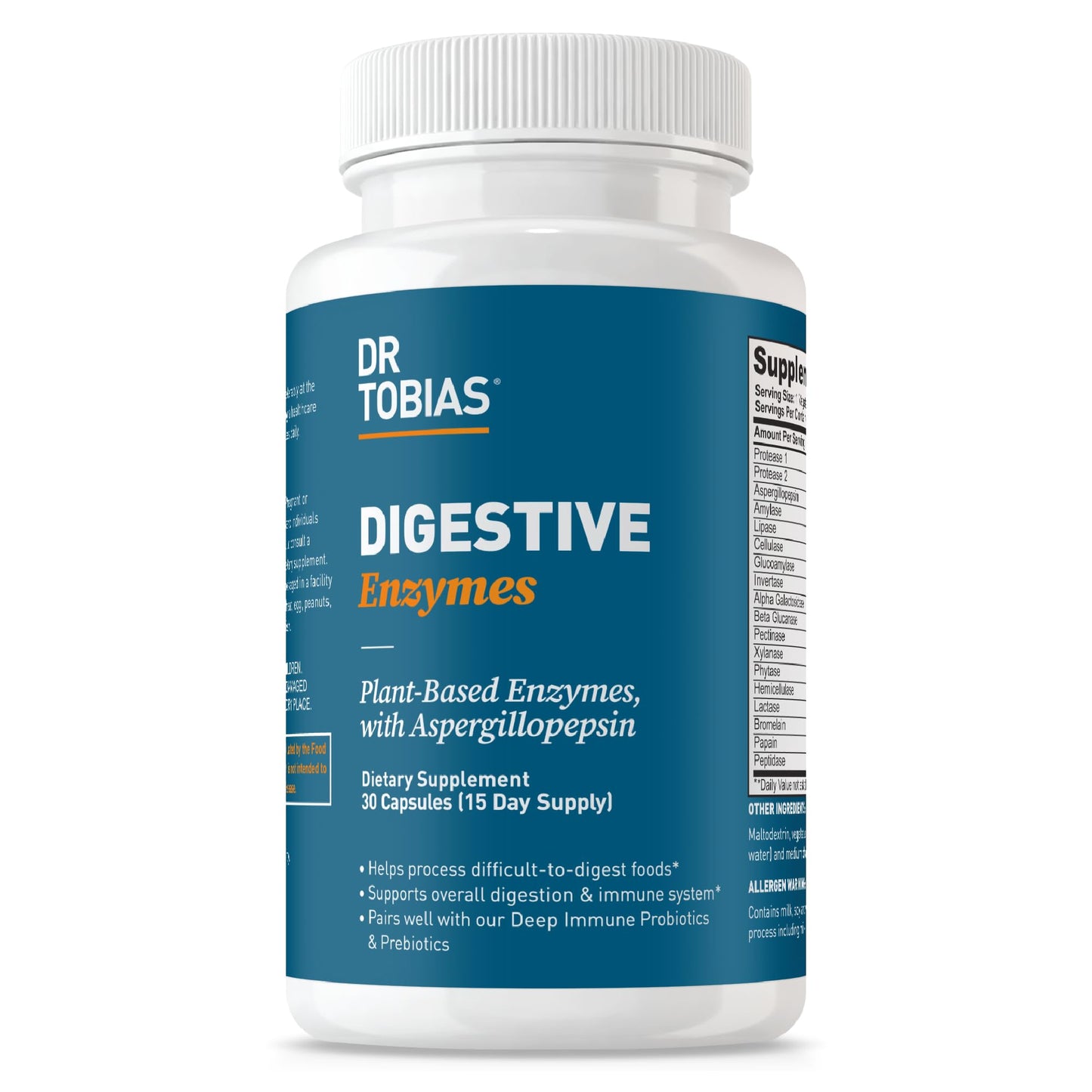 Dr. Tobias Digestive Enzymes – 18 Enzymes for Digestion, 30 Capsules