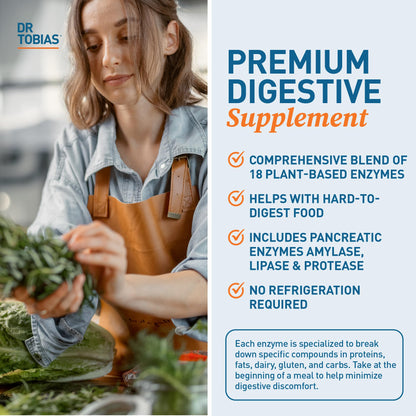 Dr. Tobias Digestive Enzymes – 18 Enzymes for Digestion, 30 Capsules