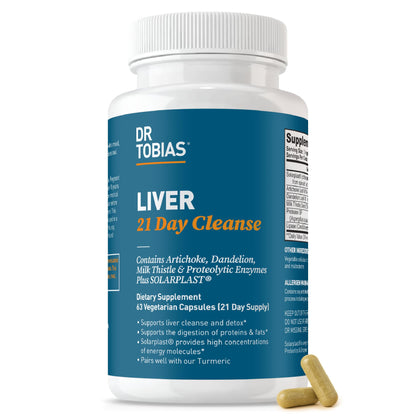 Dr. Tobias Liver 21 Day Cleanse – Herbal Detox (Milk Thistle & Artichoke) 63 Veg Caps
