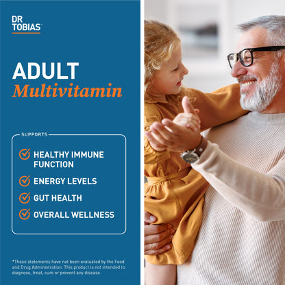 Dr. Tobias Adult Multivitamin for Women & Men - Immune Support, 42 Fruits & Vegetables, Probiotics, Vegan, Non-GMO, 90 Tablets, 30 Servings