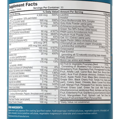 Dr. Tobias Adult Multivitamin for Women & Men - Immune Support, 42 Fruits & Vegetables, Probiotics, Vegan, Non-GMO, 90 Tablets, 30 Servings