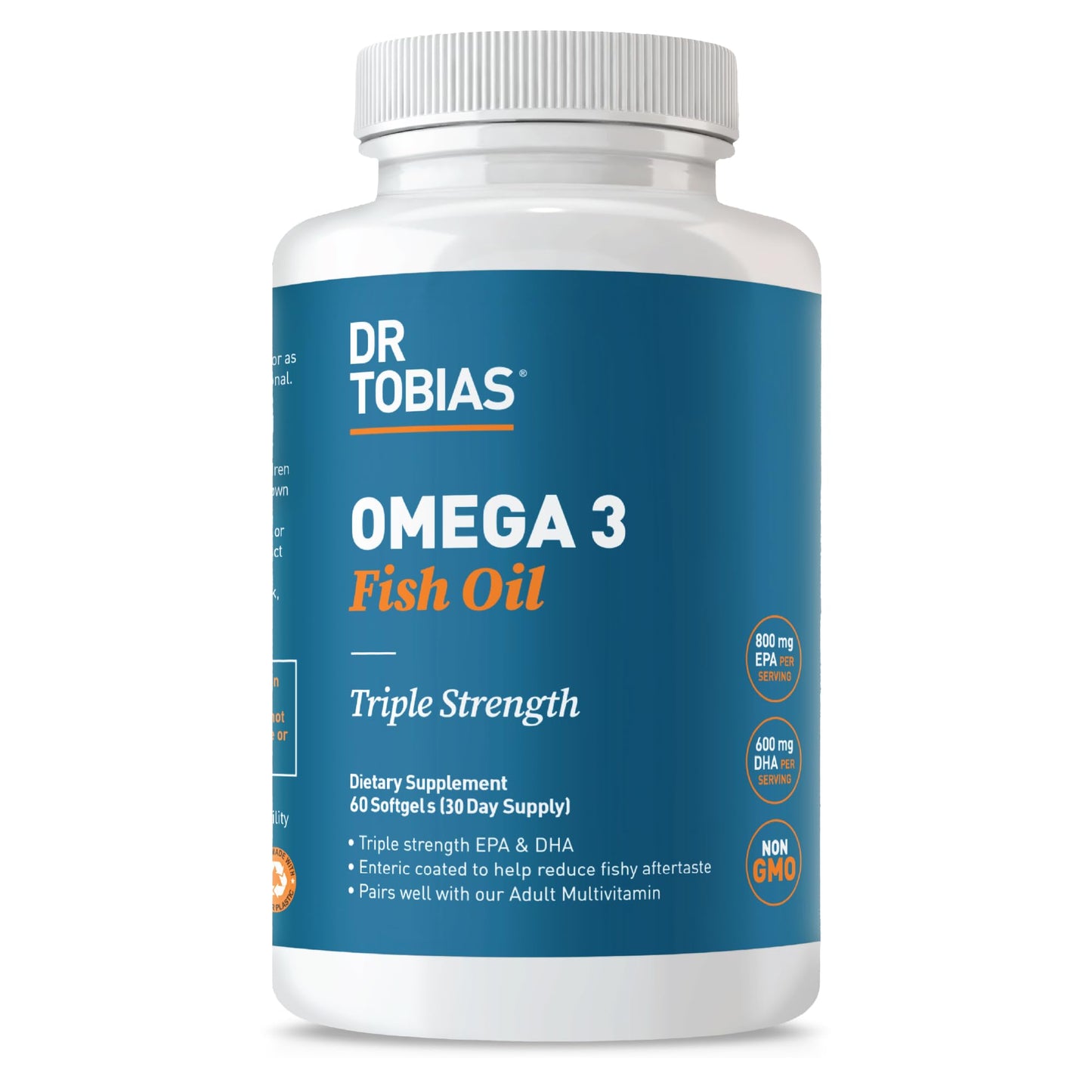Dr. Tobias Omega 3 Fish Oil 2000mg Triple Strength | 800mg EPA / 600mg DHA | 60 Softgels