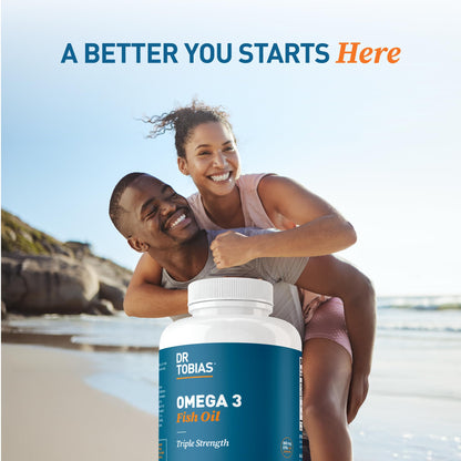 Dr. Tobias Omega 3 Fish Oil 2000mg Triple Strength | 800mg EPA / 600mg DHA | 60 Softgels