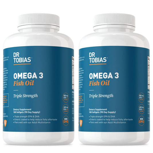 Dr. Tobias Omega-3 Fish Oil 2000mg Triple Strength – 800mg EPA / 600mg DHA per Serving | Heart, Brain & Immune Support | 360 Softgels