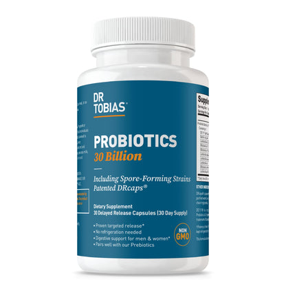 Dr. Tobias Probiotics 30 Billion CFU – 10 Strains | Targeted Release for Digestive Health