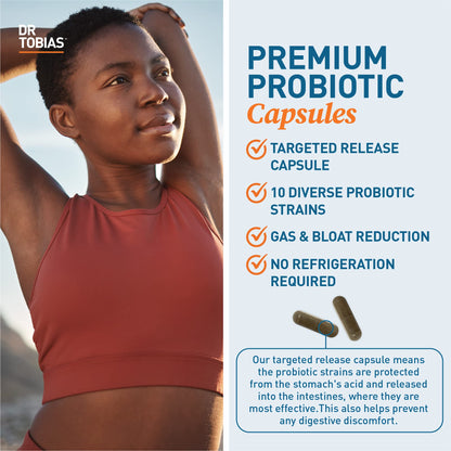 Dr. Tobias Probiotics 30 Billion CFU – 10 Strains | Targeted Release for Digestive Health