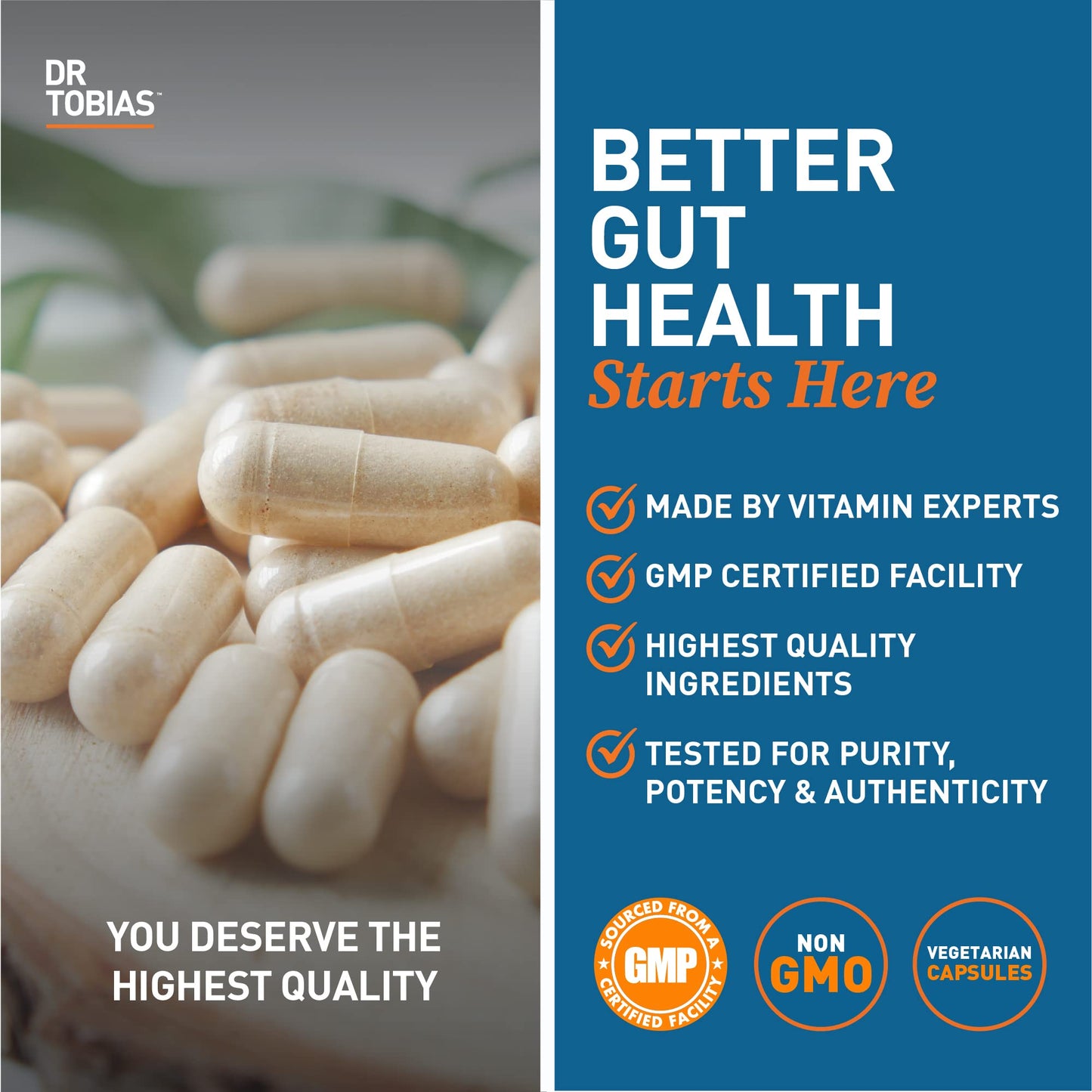 Dr. Tobias Deep Immune Probiotics & Prebiotics – Dual Action Digestive Support (120 Capsules)