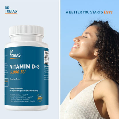 Dr. Tobias Vitamin D3 5000 IU - 90 Capsules | Non-GMO
