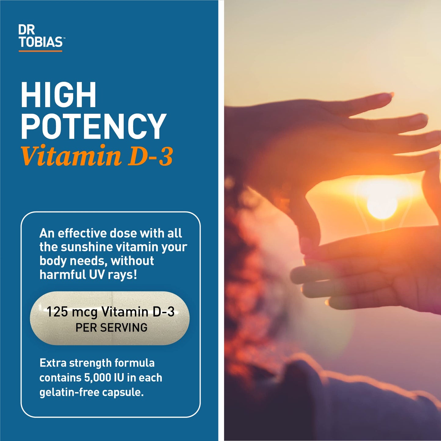 Dr. Tobias Vitamin D3 5000 IU - 90 Capsules | Non-GMO