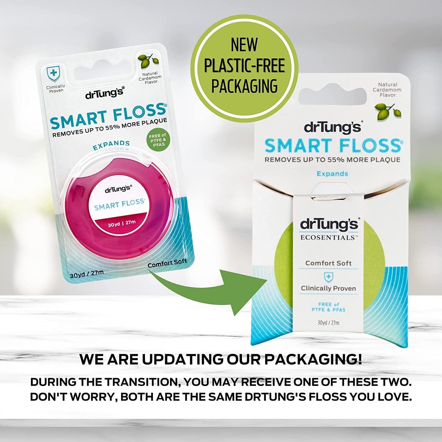 Dr. Tungs Smart Floss - 30 Yards - Case of 6 | Cardamom Flavored Dental Floss