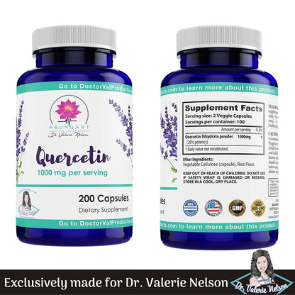 Dr. Valerie Nelson Quercetin 500 mg - 200 Capsules | Made in USA - Best Value