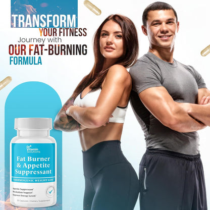 DR VITAMIN SOLUTIONS Fat Burner for Women and Men - Appetite Suppressant & Metabolism Booster - 35 Capsules