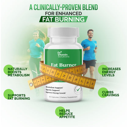 DR VITAMIN SOLUTIONS Fat Burner & Appetite Control – Metabolism Booster with L-Carnitine, CLA & Chromium