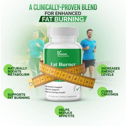DR VITAMIN SOLUTIONS Fat Burner & Appetite Control – Metabolism Booster with L-Carnitine, CLA & Chromium | 60 Capsules