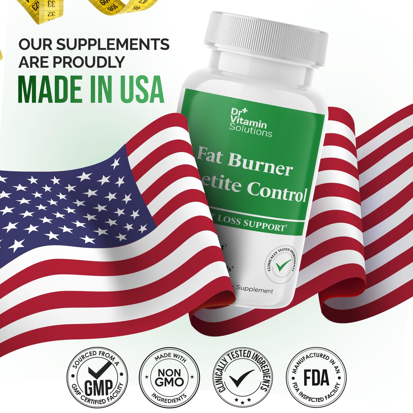 DR VITAMIN SOLUTIONS Fat Burner & Appetite Control – Metabolism Booster with L-Carnitine, CLA & Chromium