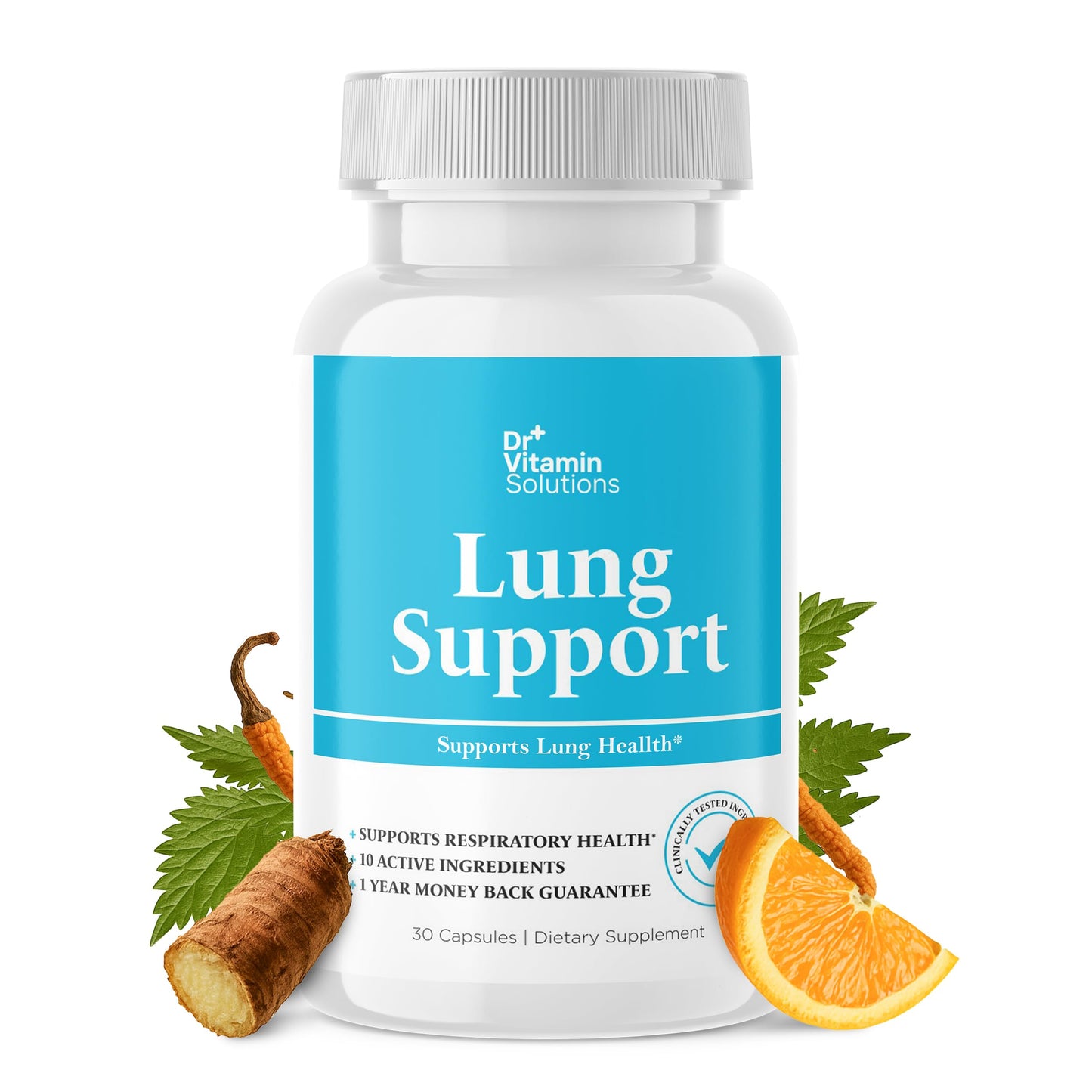 DR VITAMIN SOLUTIONS Lung Detox - 10-in-1 Lung Health Formula (30 Vegan Caps)