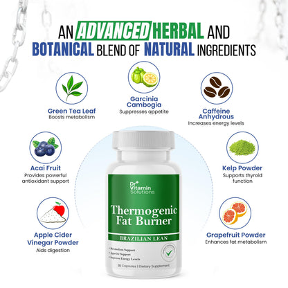 DR VITAMIN SOLUTIONS Thermogenic Fat Burner for Women and Men - Appetite Suppressant for Weight Loss