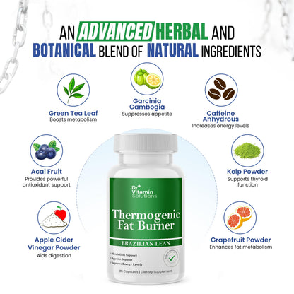 DR VITAMIN SOLUTIONS Thermogenic Fat Burner – Natural Appetite Control & Metabolic Booster (35 Capsules)