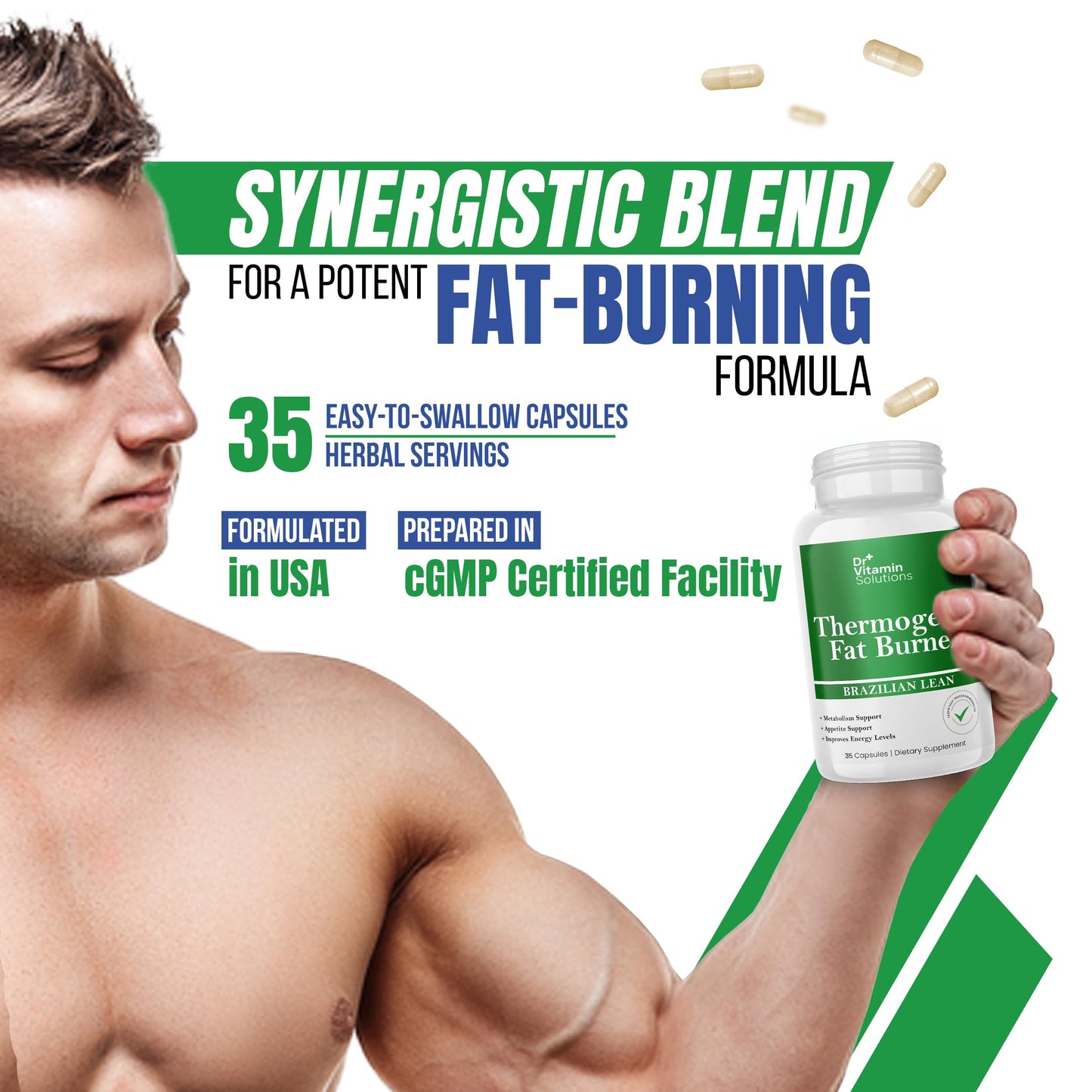 DR VITAMIN SOLUTIONS Thermogenic Fat Burner – Natural Appetite Control & Metabolic Booster (35 Capsules)