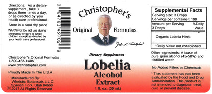 Dr Christopher's Lobelia Alcohol Extract - 1 Fluid Ounce | Herbal Remedy