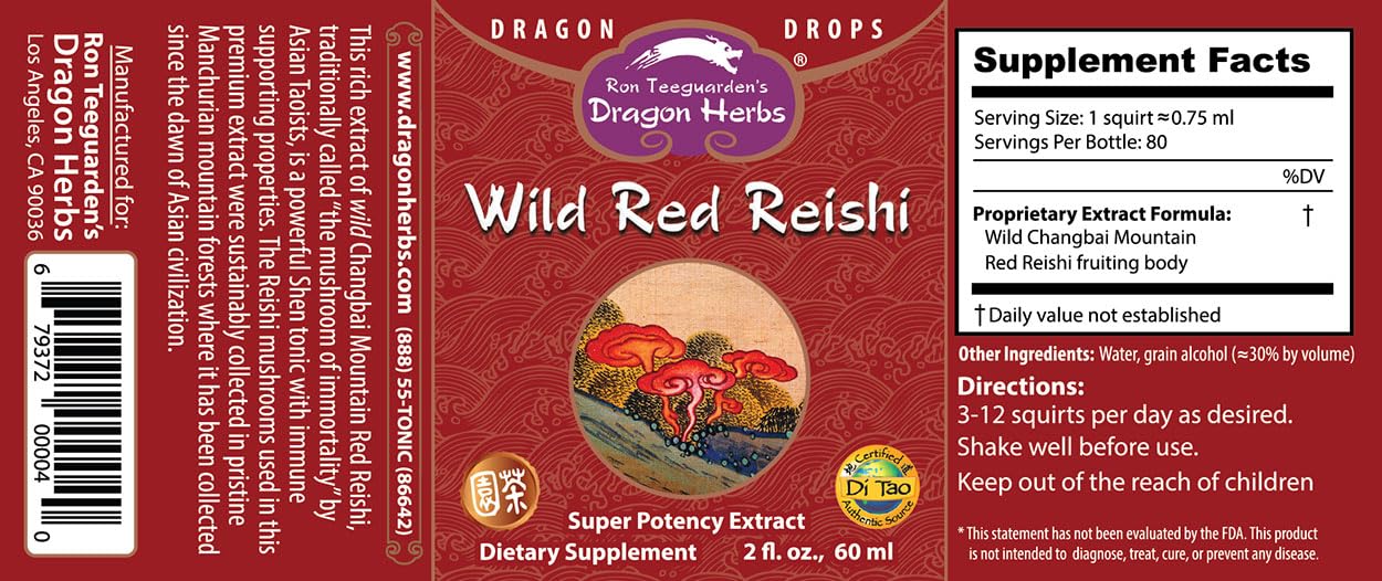 Dragon Herbs Wild Red Reishi Drops - 2 fl oz