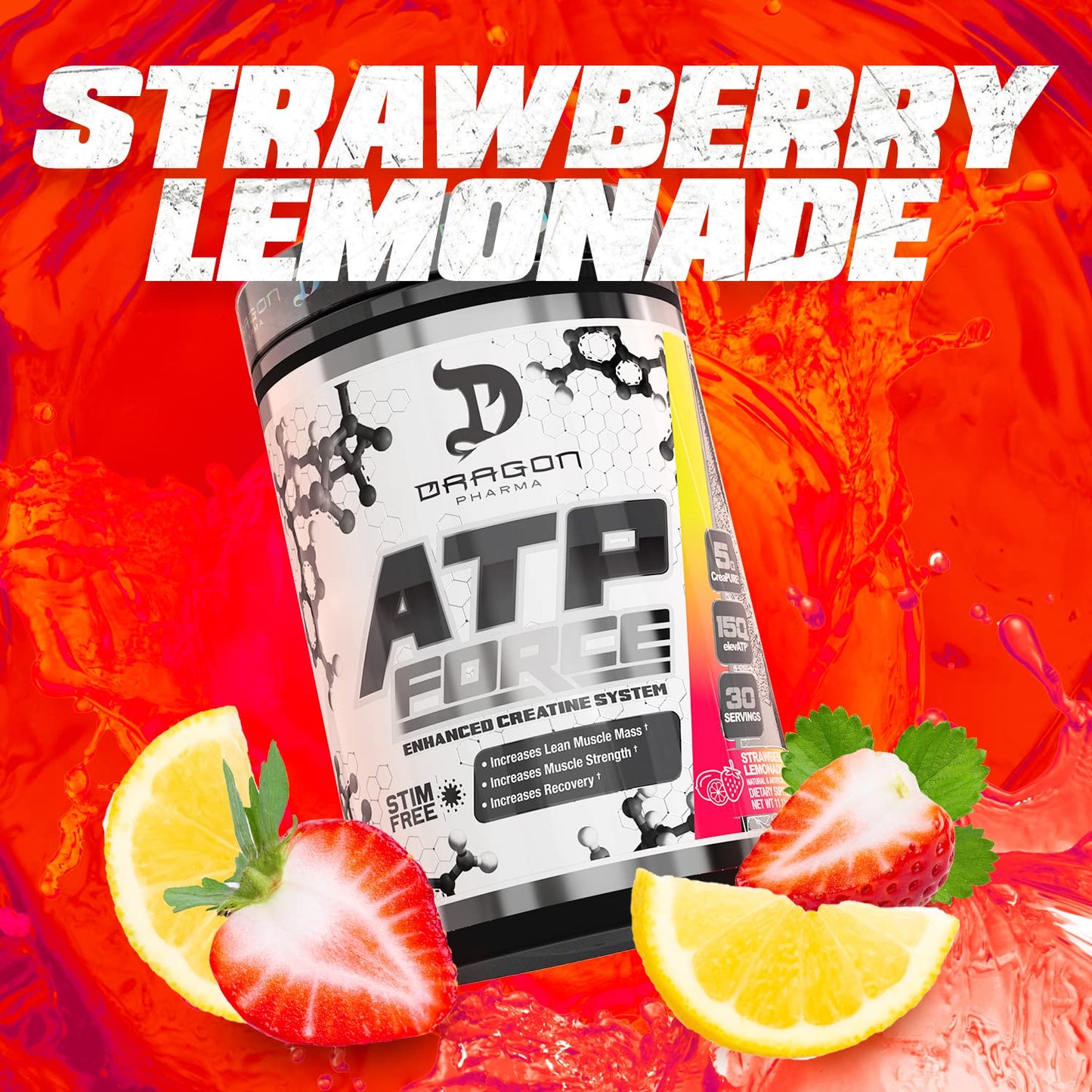 Dragon Pharma ATP Force – Enhanced Creatine System (30 Servings, Strawberry Lemonade)