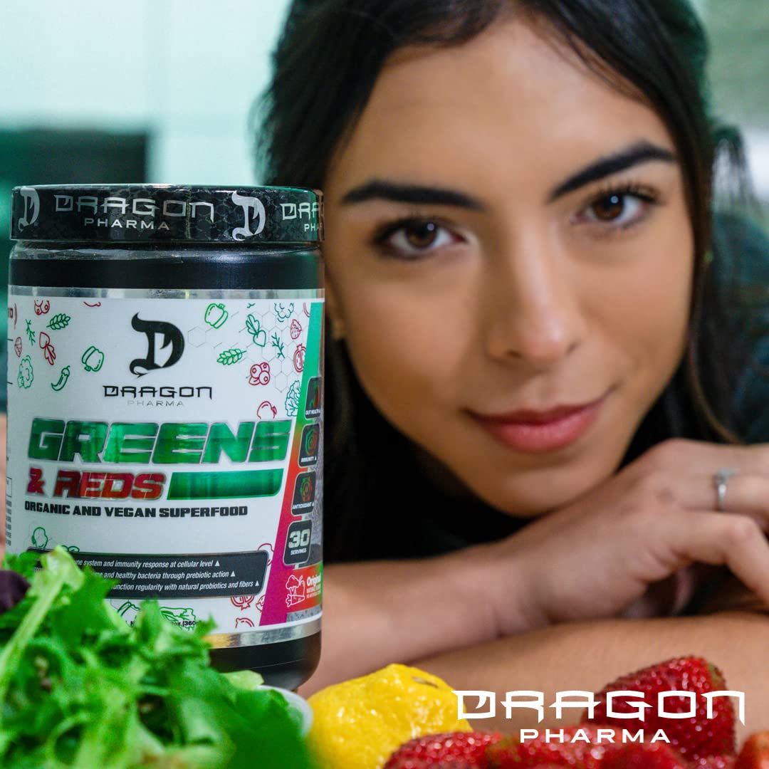 Dragon Pharma Greens & Reds – 23+ Superfoods, 30 Servings, Lemonade