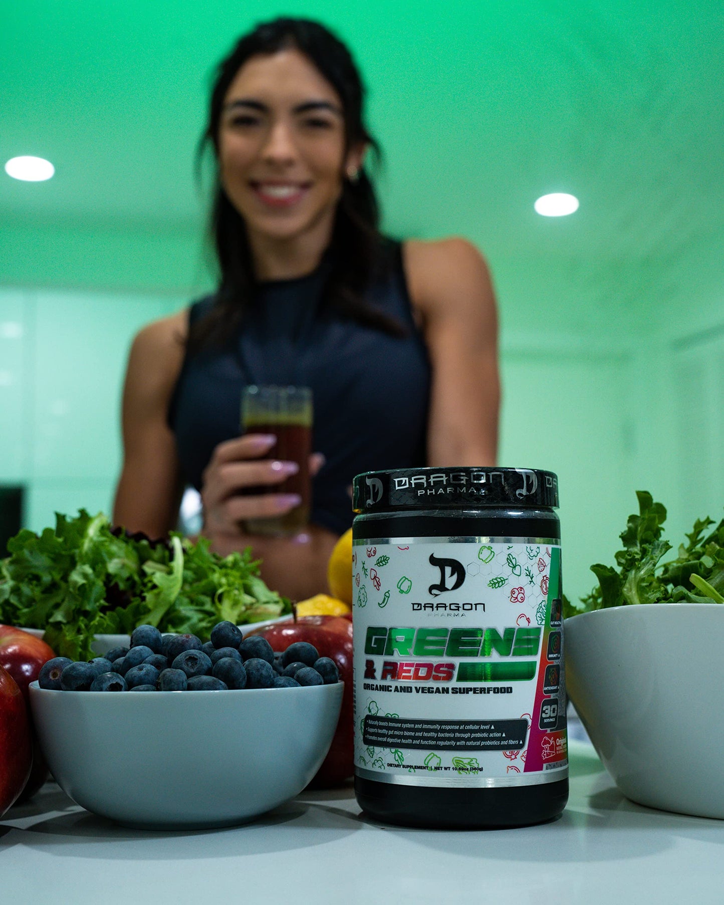 Dragon Pharma Greens & Reds – 23+ Superfoods, 30 Servings, Lemonade
