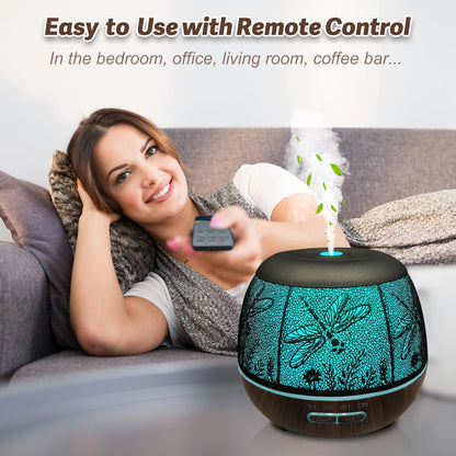 Diffusers for Essential Oils Large Room 400ml | Dragonfly with Remote & 7-Color Lights