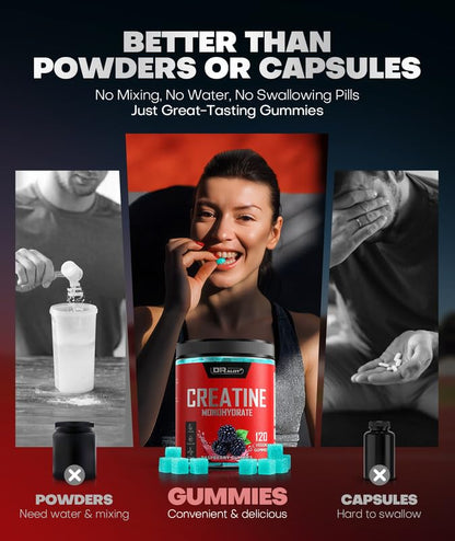Dralot 99.99% Creatine Monohydrate Gummies – 5X Energy, 15% Strength, Vegan Pre-Workout Complex