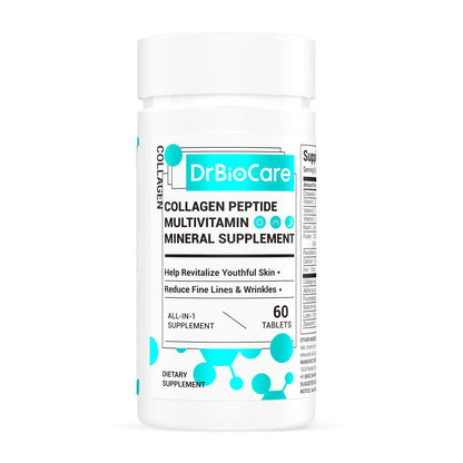 DrBioCare Collagen Peptides for Women - Vitamin D3, Probiotics, B Complex & Vitamin E (60 Tablets)