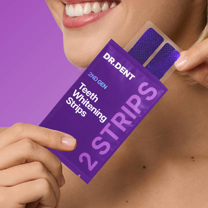 DRDENT Purple Teeth Whitening Strips - Safe for Enamel, 42 Strips