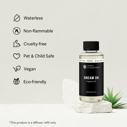 Luxury Hotel Scent Dream On Diffuser Oil – Waterless, Non-Toxic White Tea (200ml) for Car & Large Rooms