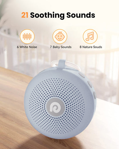Dreamegg White Noise Machine - Portable Sound Machine for Baby & Adults, 21 Sounds, 1800mAh Battery, Travel-Ready Light Blue