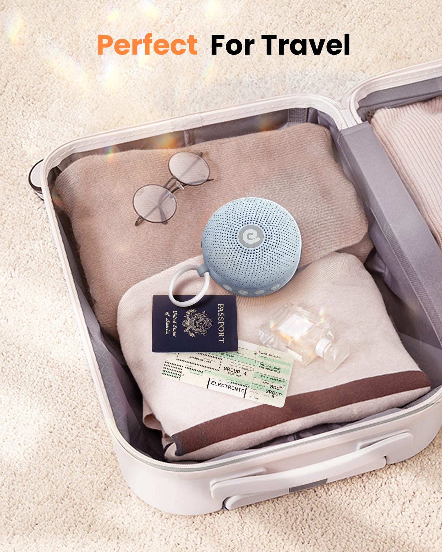 Dreamegg White Noise Machine - Portable Sound Machine for Baby & Adults, 21 Sounds, 1800mAh Battery, Travel-Ready Light Blue