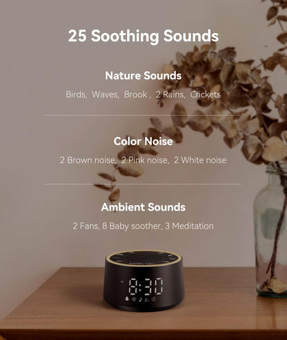 Dreamegg D1 Nova White Noise Sound Machine with Alarm Clock – Travel-Friendly Sleep Aid for Baby & Adults